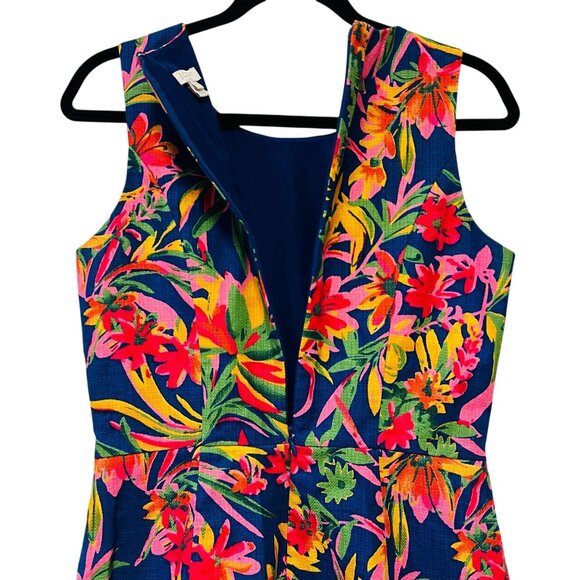 J.Crew Tropical Floral Bodycon Shift Dress Knee Length Sleeveless Multicolor 4 - Picture 8 of 12